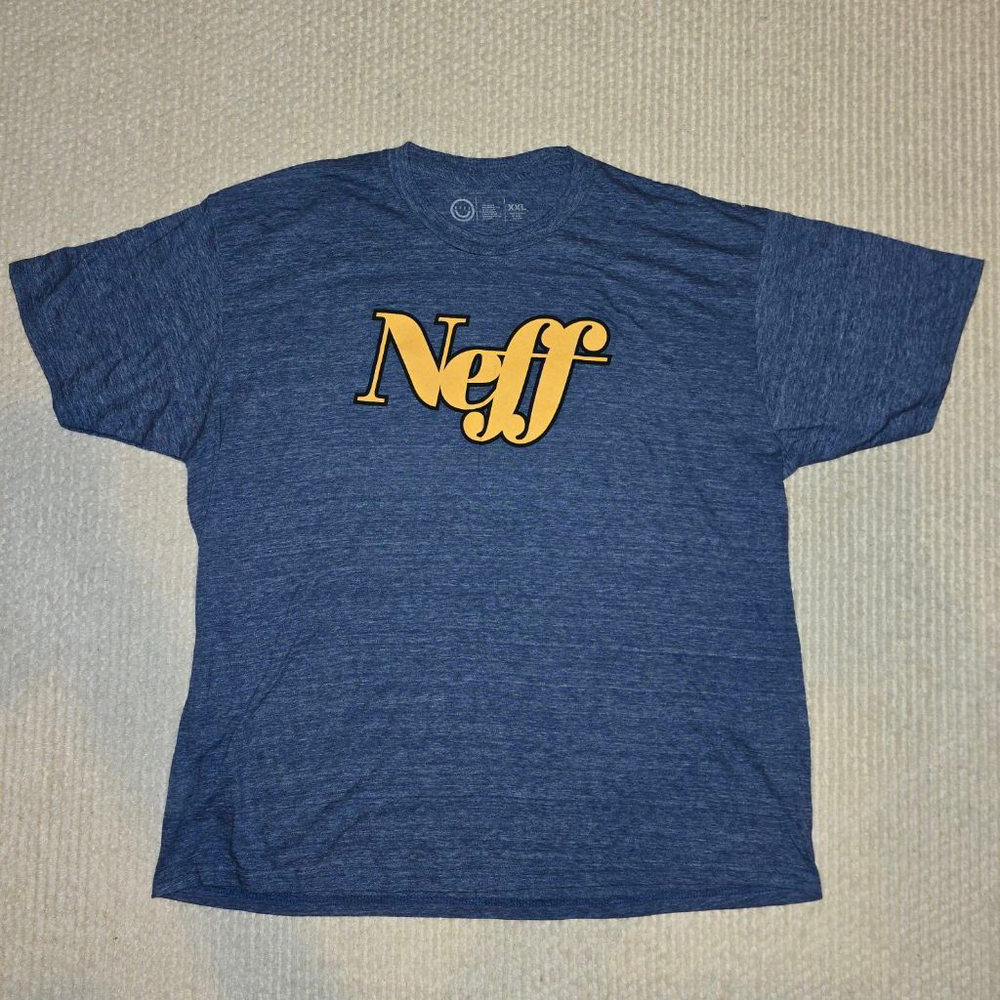 Men's Neff Blue Yellow Logo Short Sleeve Tee Shirt XXL